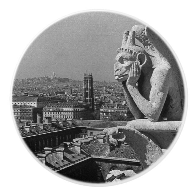 Pomo De Cerámica Vieja Francia París Notre Dame Catedral pensadora (Anverso)