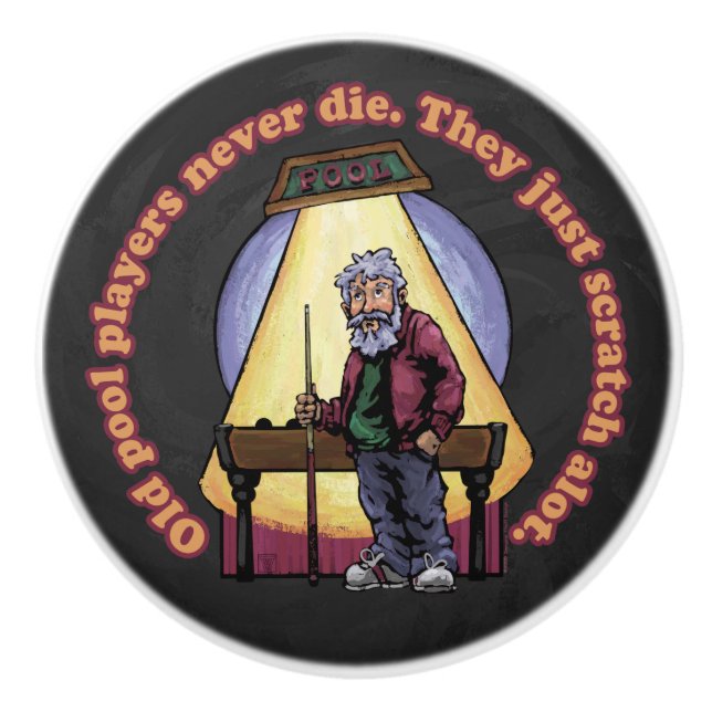 Pomo De Cerámica Viejos jugadores de Pool (Anverso)