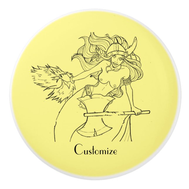 Pomo De Cerámica Viking Mermaid Warrior Thunder_Cove (Anverso)