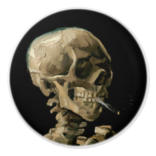 Pomo De Cerámica Vincent van Gogh - Calavera con cigarrillo en llam