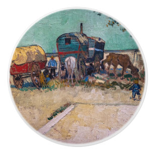 Pomo De Cerámica Vincent Van Gogh - Caravanas, campo gitano cerca d
