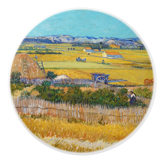 Pomo De Cerámica Vincent van Gogh - Cosecha en La Crau (Anverso)