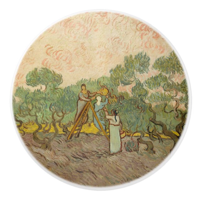 Pomo De Cerámica Vincent van Gogh - Mujeres recolectando aceitunas (Anverso)