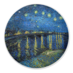 Pomo De Cerámica Vincent van Gogh - Noche estrellada sobre el Ródan