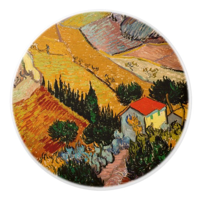 Pomo De Cerámica Vincent van Gogh - Paisaje, Casa y Payaso (Anverso)