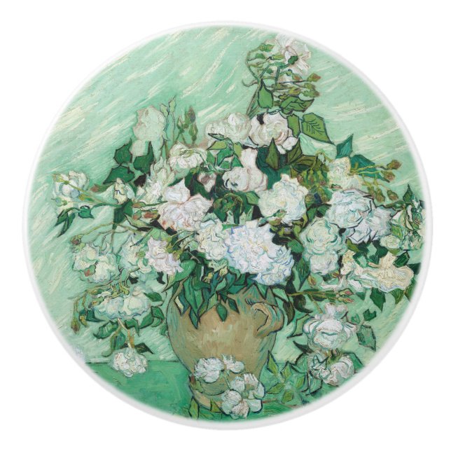 Pomo De Cerámica Vincent van Gogh - Rosas (Anverso)