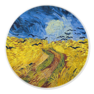 Pomo De Cerámica Vincent van Gogh - Wheatfield con cuervos