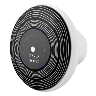 Pomo De Cerámica Vinílico Lp negro personalizado