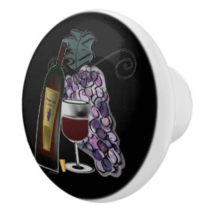 Pomo De Cerámica Vino y uvas