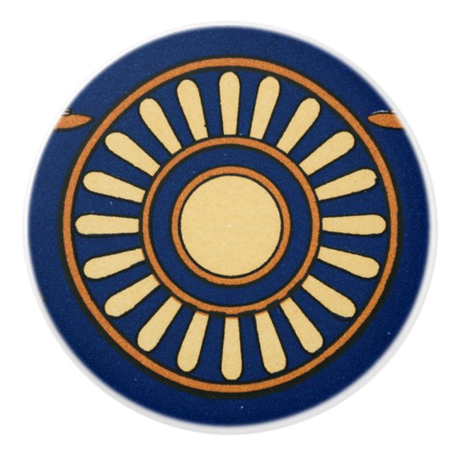 Pomo De Cerámica Vintage Assyrian Sun (Anverso)