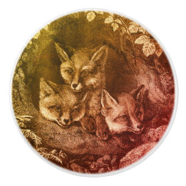 Pomo De Cerámica Vintage baby fox woodland