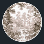 Pomo De Cerámica Vintage Cottage Paisaje Toile-Brown & White<br><div class="desc">Paisaje clásico vintage de estilo toile de jouy con una casa de campo rústica y un puente en un claro enmarcado por un bosque de árboles en tonos claros y marrones oscuros sobre fondo blanco. El patrón no tiene fisuras y puede ampliarse o reducirse.</div>