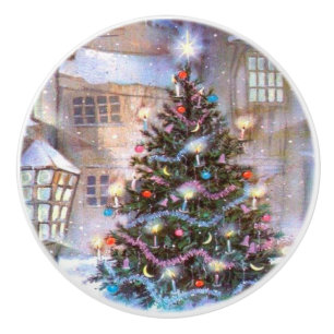 Pomo De Cerámica Vintage de árbol de Navidad