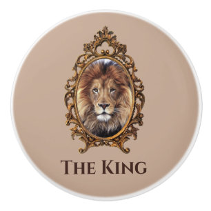 Pomo De Cerámica Vintage Elegante León Marrón King Retro Dads