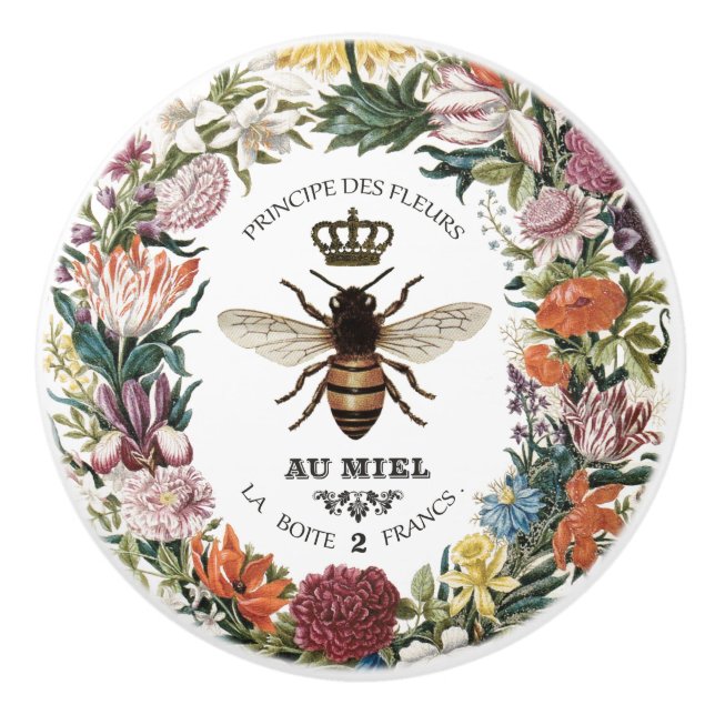 POMO DE CERÁMICA VINTAGE MODERNA BOTANICAL QUEEN BEE (Anverso)