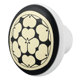 Pomo De Cerámica Vintage Oriental Amarillo Pálido Chosokabe Japón M