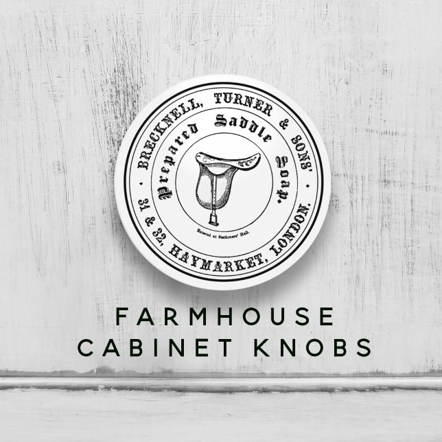 Pomo De Cerámica Vintage Saddle Farmhouse (Vintage Saddle Soap Farmhouse Black & White Ceramic Knob)