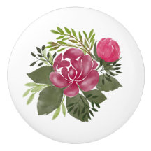 Vintage Watercolor Rosa Rosa Rosa Extracción Cerám