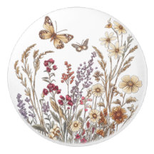 Vintage Wildflower Meadow con mariposas