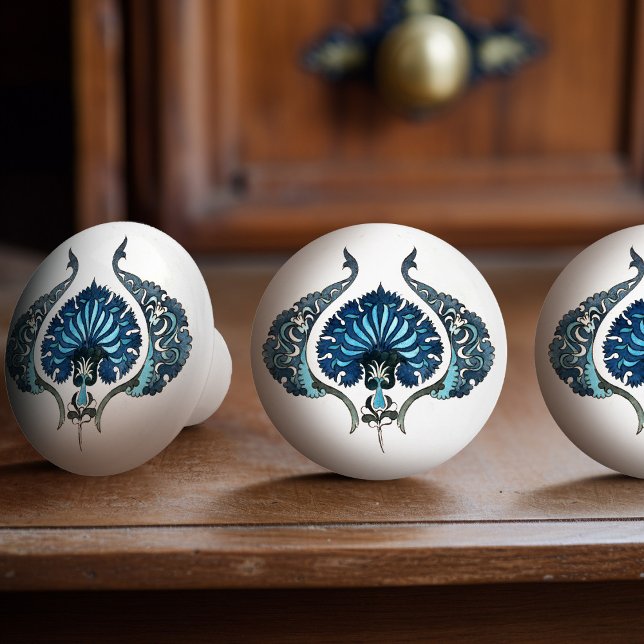 Pomo De Cerámica Vintage William De Morgan Delft Blue Floral (Subido por el creador)