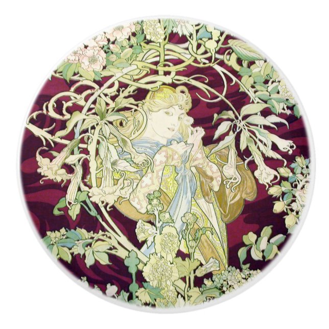 Pomo De Cerámica Vintage Woman with Daisy (Anverso)