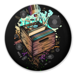 Pomo De Cerámica Vinyl Crate Music