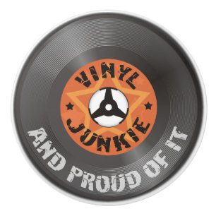 Pomo De Cerámica Vinyl Junkie - Y orgulloso de ello