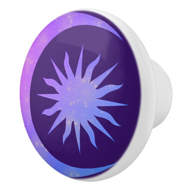 Pomo De Cerámica Violet Indigo Purple Moon & Sun Zen Dormitorio (Derecha)