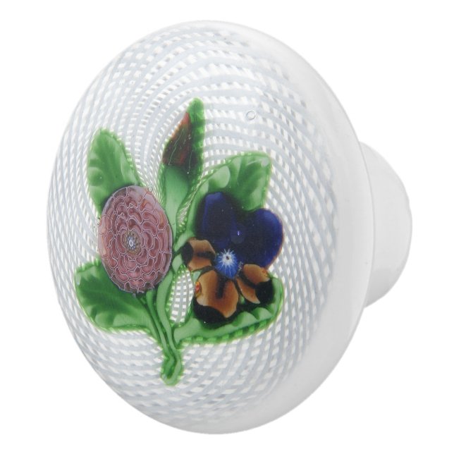 Pomo De Cerámica Violeta rosa floral brillante (Derecha)