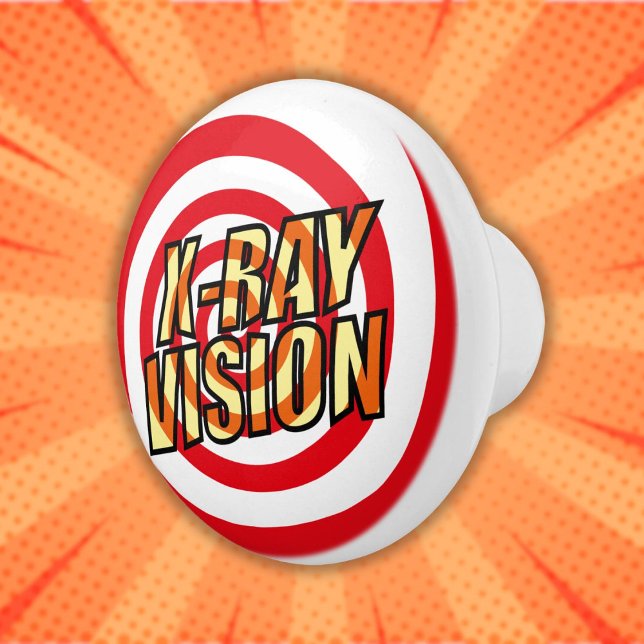 Pomo De Cerámica VISIÓN DE RAYOS X Diversión Arte Pop Cómic Retro (X-RAY VISION Fun Retro Comic Book Pop Art Ceramic Knob)