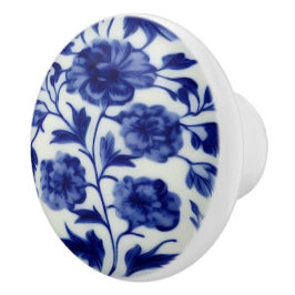Pomo De Cerámica Vista azul y blanca de China - Vintage floral de B