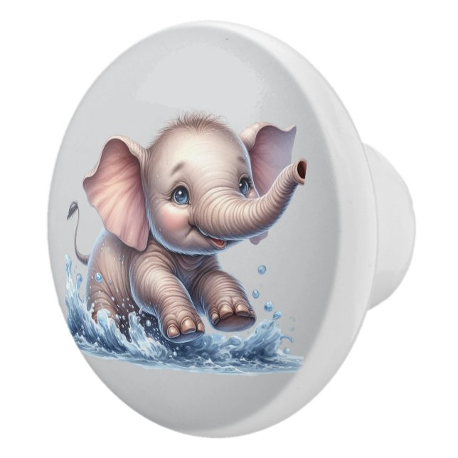 Pomo De Cerámica Vivero de elefante bebé lindo (Derecha)