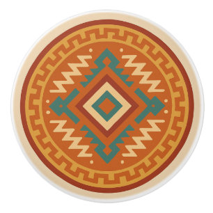 Pomo De Cerámica Vivid Zapotec Diamond Geometría Gabinete Knob Tira