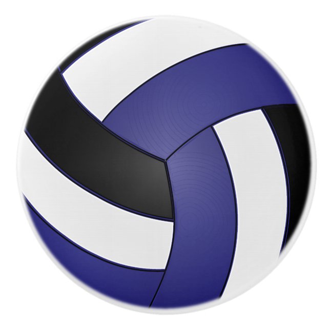 Pomo De Cerámica Voleibol azul oscuro, negro y blanco (Anverso)