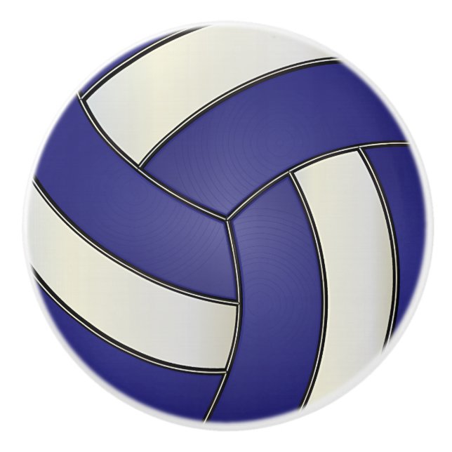Pomo De Cerámica Voleibol azul oscuro y blanco (Anverso)