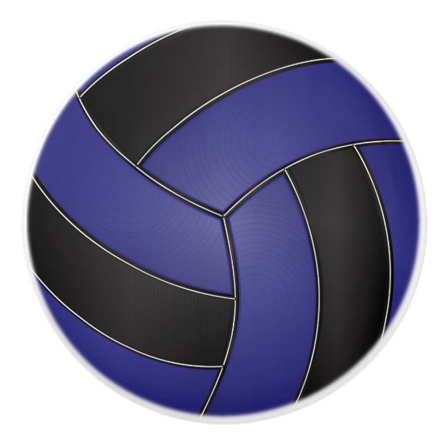 Pomo De Cerámica Voleibol azul oscuro y negro (Anverso)