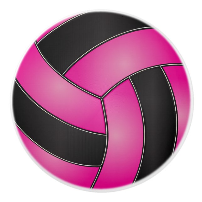 Pomo De Cerámica Voleibol rosa y negro (Anverso)