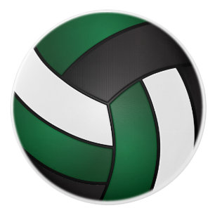 Pomo De Cerámica Voleibol verde oscuro, negro y blanco