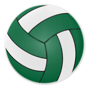 Pomo De Cerámica Voleibol verde oscuro y blanco