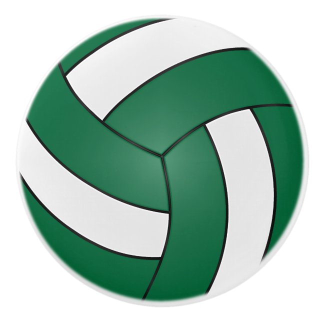Pomo De Cerámica Voleibol verde oscuro y blanco (Anverso)