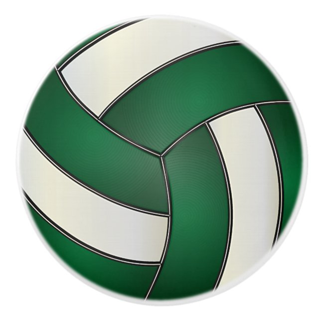 Pomo De Cerámica Voleibol verde oscuro y 🏐 blanco (Anverso)