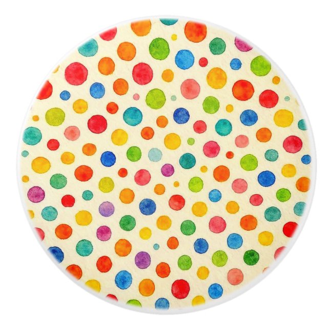 Pomo De Cerámica Watercolor Dots Knob. (Anverso)