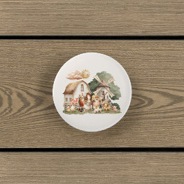 Pomo De Cerámica Watercolor Whimsical Farm Animals