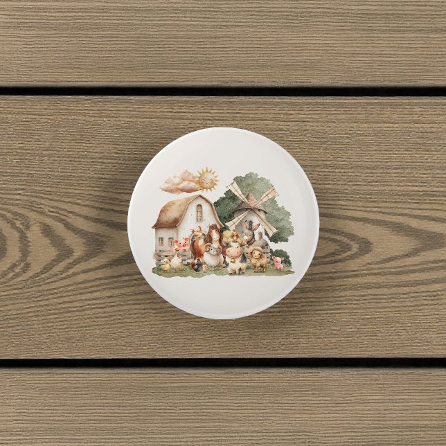 Pomo De Cerámica Watercolor Whimsical Farm Animals (Subido por el creador)