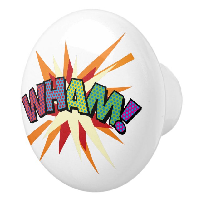 Pomo De Cerámica WHAM Fun Retro Libro Pop Art (Derecha)