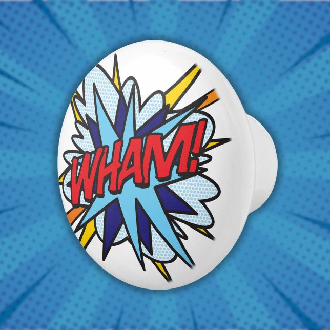 Pomo De Cerámica WHAM Fun Retro Libro Pop Art (WHAM Fun Retro Comic Book Pop Art Ceramic Knob)