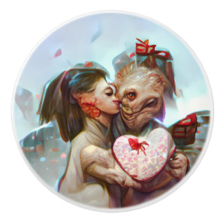 Pomo De Cerámica Whimsical Alien Romance