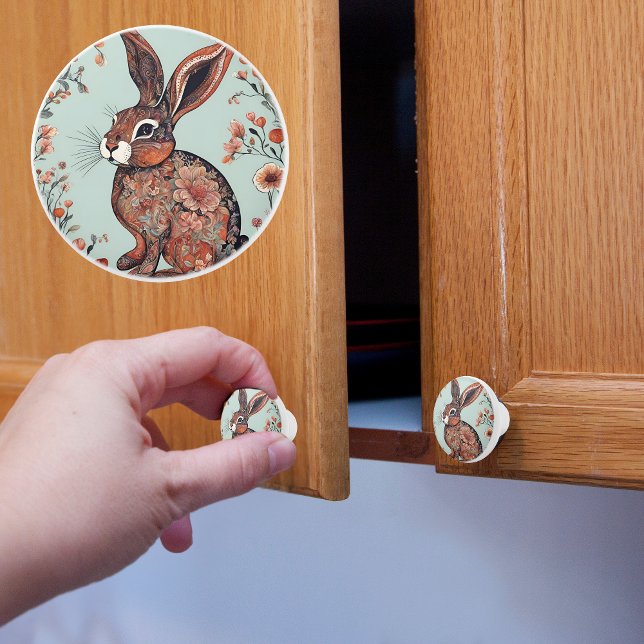 Pomo De Cerámica Whimsical Bunny (Subido por el creador)
