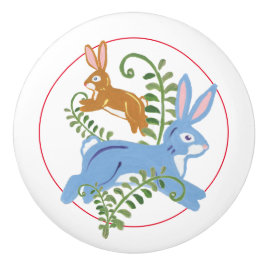 Pomo De Cerámica Whimsical conejo conejo conejo conejo popular niño