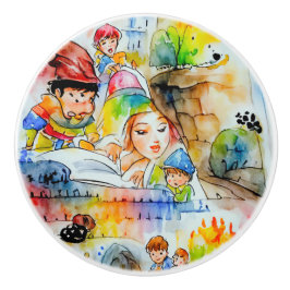 Pomo De Cerámica Whimsical Fairy Tale Ilustracion